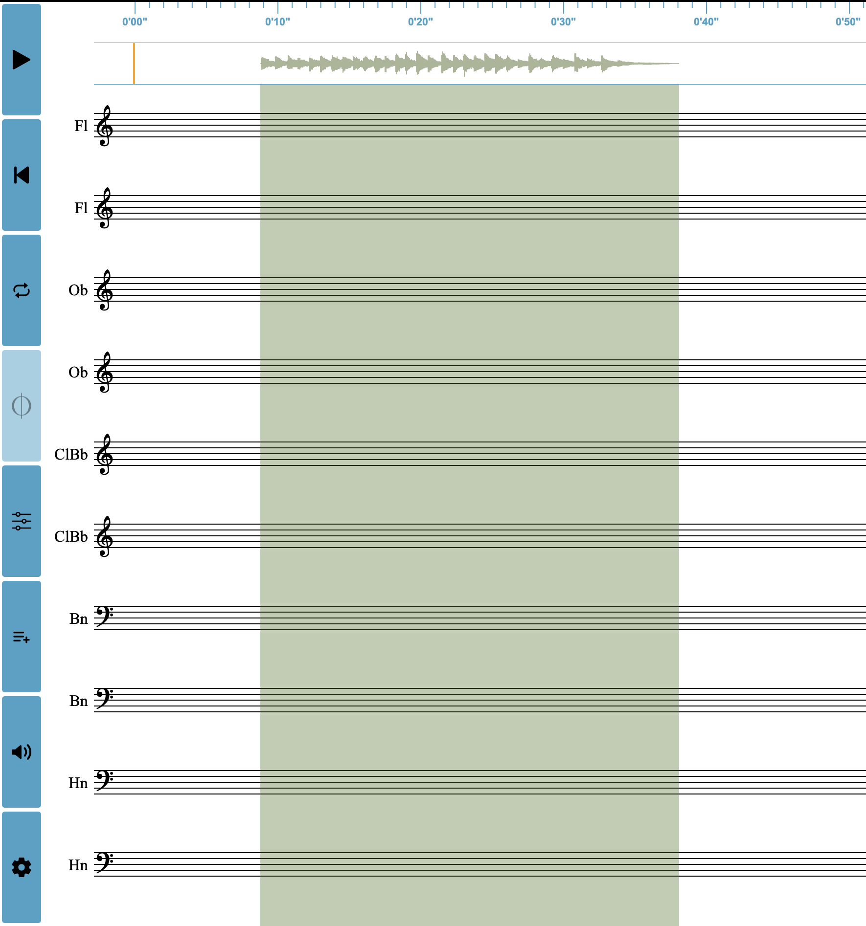 Audio file before selection