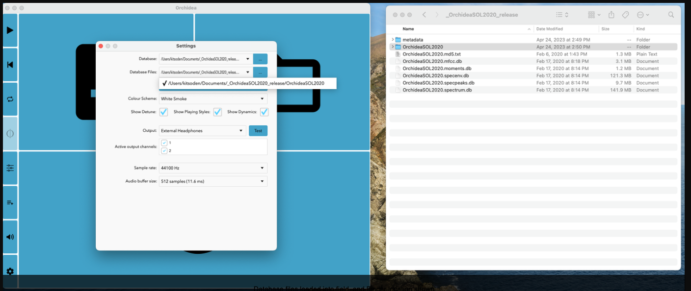 Database files loaded into field