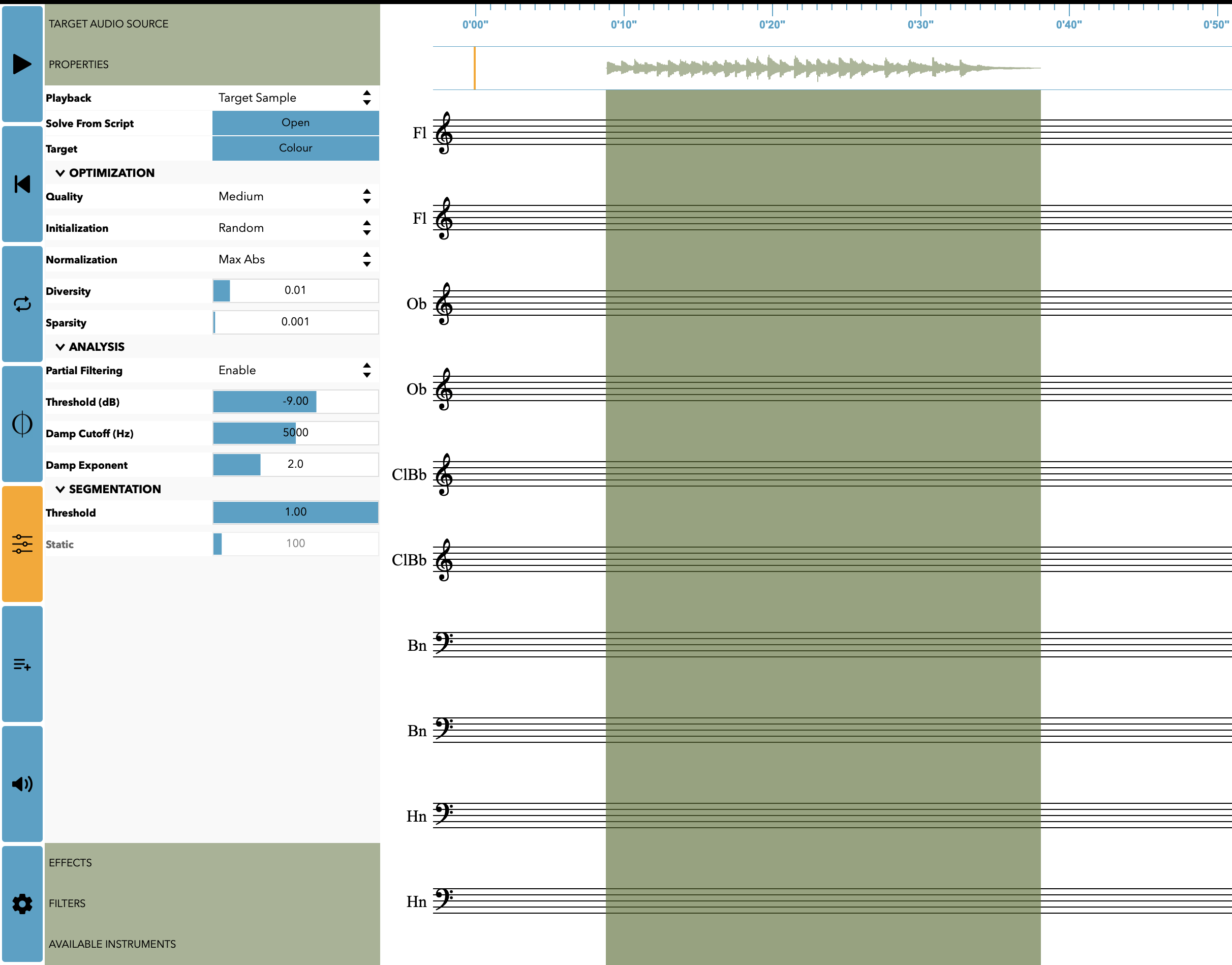 Inspector: Threshold at 1 = Static Orchestration (the setting we used for the above orchestration)