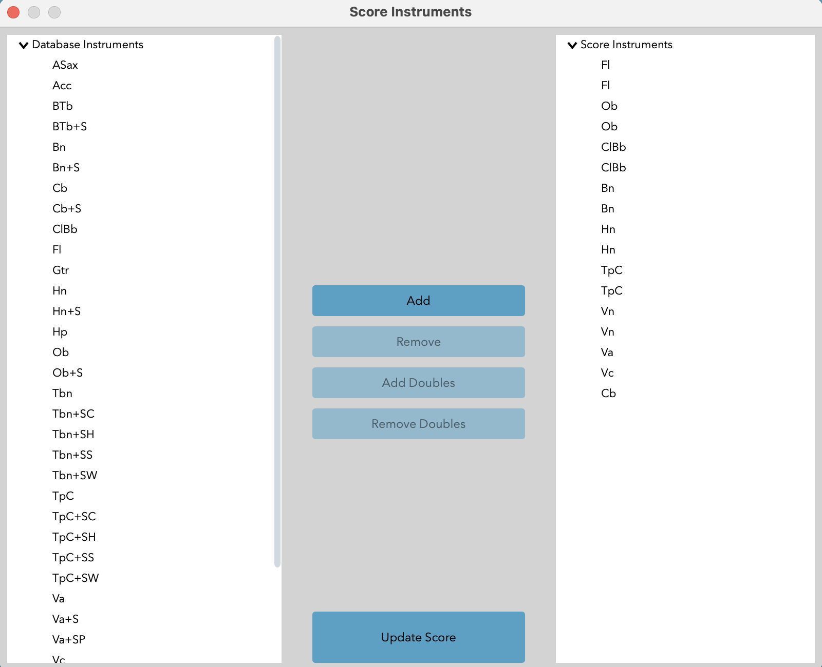 Instrumentation Window, with ensemble added