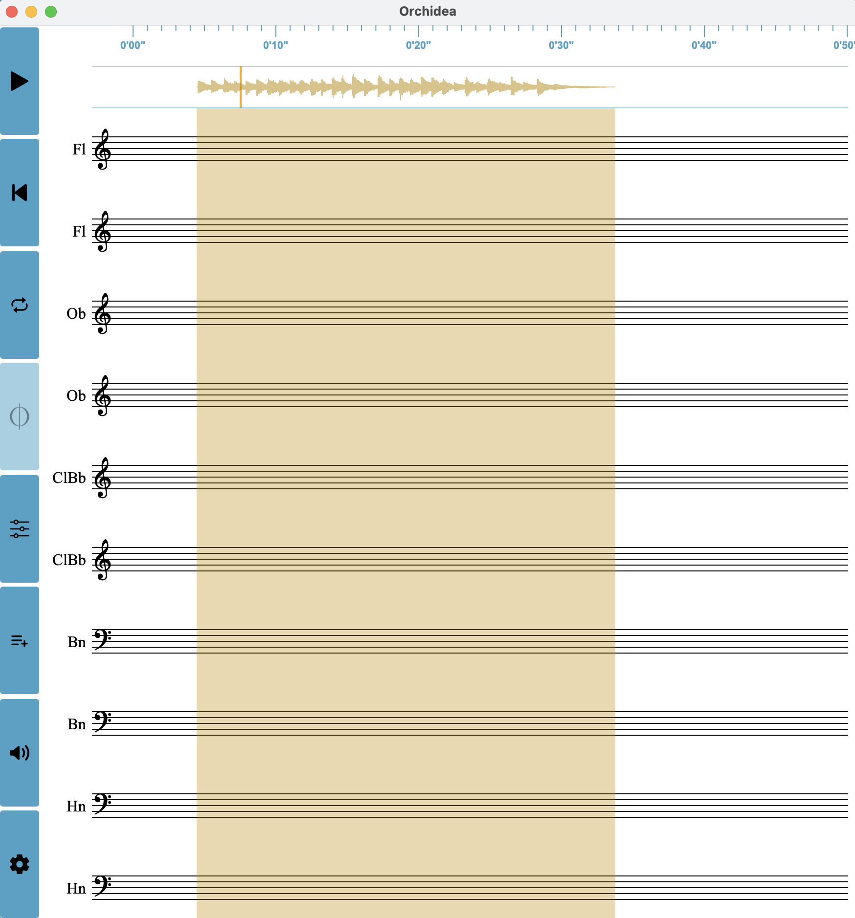 Score Window with audio file loaded